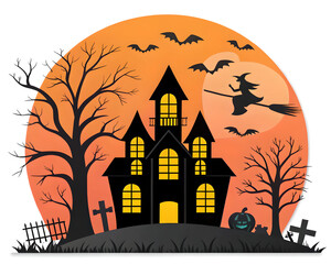 Halloween Spooky Nighttime Scene Horizontal Background 