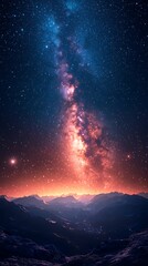 Majestic Milky Way above mountain range at night.