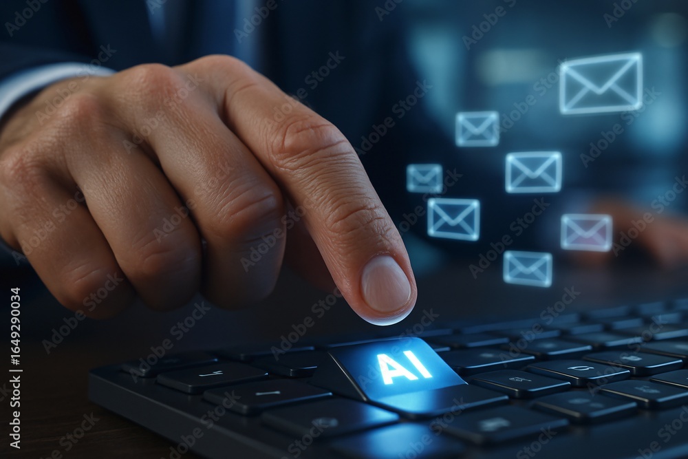 Poster digital innovation with ai and email communication for ai customer service and email response system