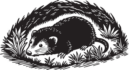 Cute brown wild mammal, a hedgehog, sits in the forest