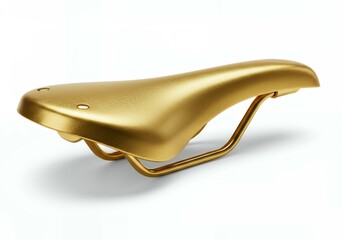 Luxurious metallic gold bicycle saddle with textured finish and matching golden rails for premium cycling experience