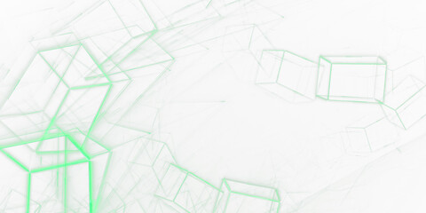 Geometrische Datenstruktur – grüne abstrakte Technologie-Vernetzung in modernem Design, Big Data, Blockchain, Digitalisierung, Analyse, KI, Wissenschaft, visuelle Kommunikation, Technologie