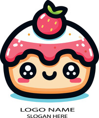 Cute kawaii food logo icon vector white background .