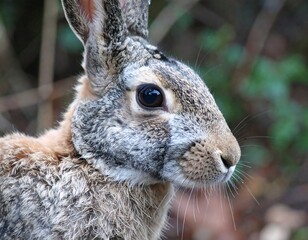 Fototapeta premium Close-up of a wild rabbit's head