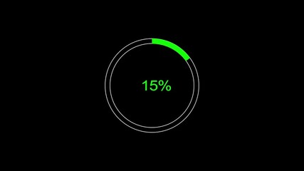 A dynamic circle loading animation, and on a black background is loading from 1 to 15 .	
