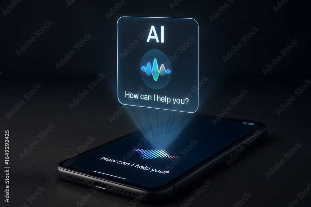 Poster smartphone with ai assistant interface.