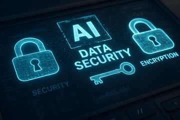 An illustration representing data security and artificial intelligence.