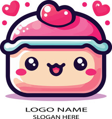 Cute kawaii food logo icon vector white background .