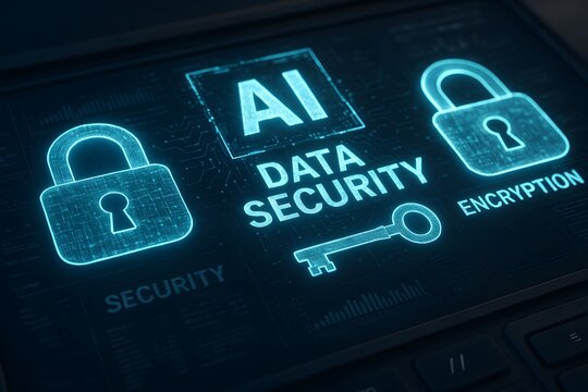 An illustration representing data security and artificial intelligence. 