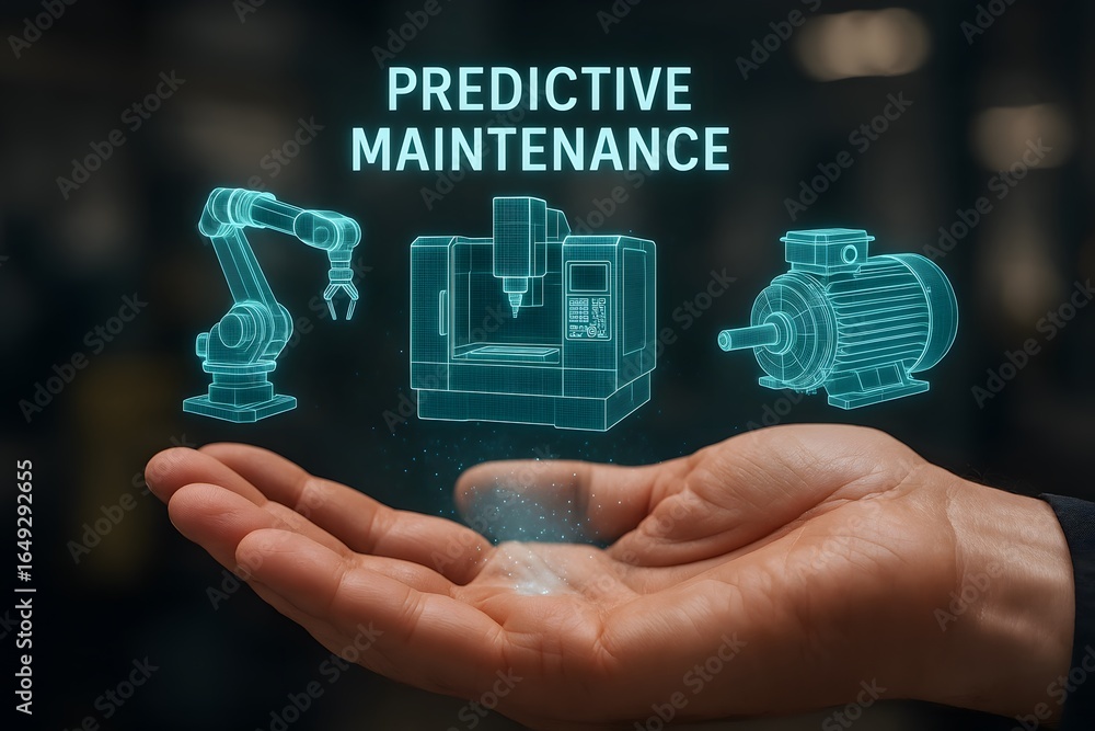 Poster a futuristic representation of predictive maintenance.