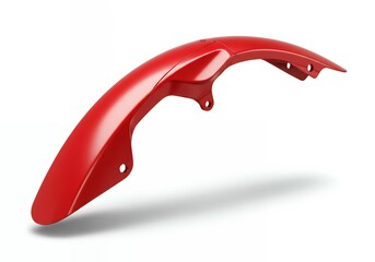 Red motorcycle front fender mudguard underside view showing reinforced mounting tabs and installation points for frame attachment