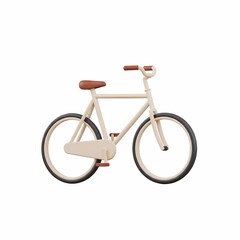 Obraz premium Illustration of a classic bicycle with brown seat and handlebars on white background.