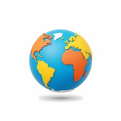 Fototapeta premium 3D rendering of the Earth globe with continents and oceans on a white background.