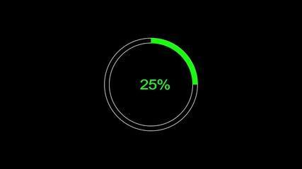 A dynamic circle loading animation, and on a black background is loading from 1 to 25 .