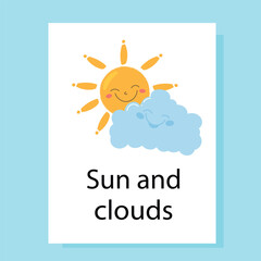 Naklejka premium Sun and Clouds – Flat Vector Weather Illustration