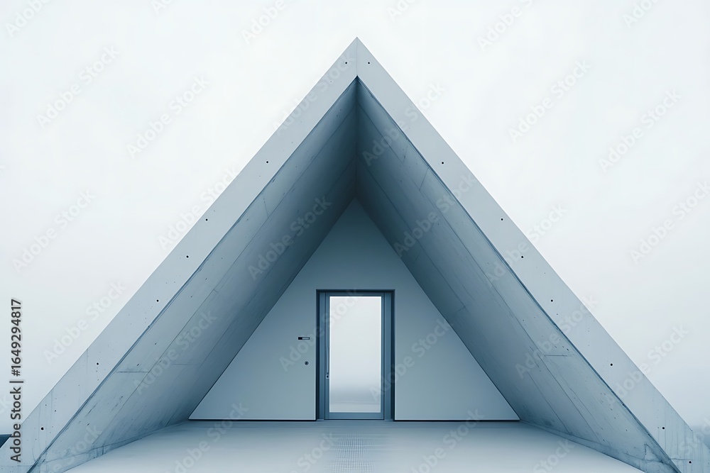 Poster a bold angular door in triangular form with a sleek metallic surface