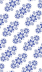 A classic blue floral pattern with a modern twist, ideal for backgrounds or fabric designs. 