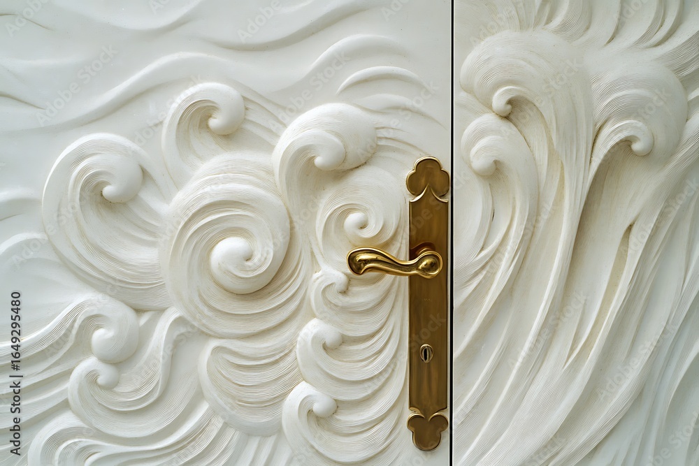 Poster a door adorned with abstract wave patterns and a glossy smooth finish