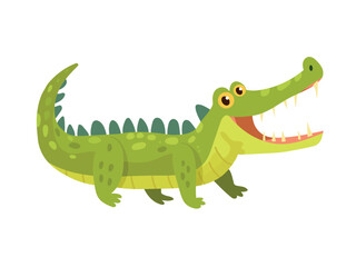 Cute crocodile. Flat vector clipart, illustration with isolated background.