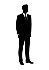 Silhouette of a classic businessman in a suit, vector clipart isolated on a white background.