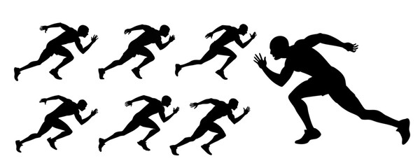Dynamic Running Athlete Silhouette – Sprint Pose Sports Vector