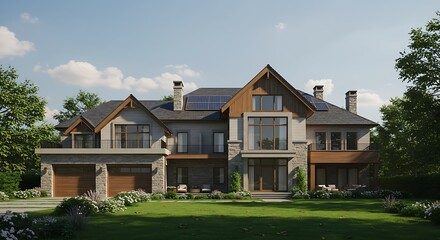 Grand grand  USA home exterior with compact city residence with innovative space utilization