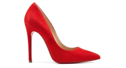 Elegant red high heel shoe isolated on white background studio shot