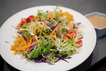 A plate of colorful delicious vegetable salad