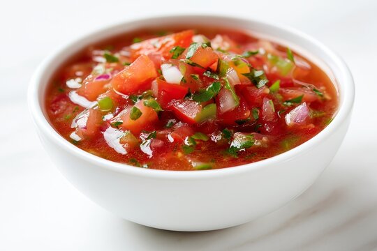 Guatemalan chirmol tomato salsa on white background  
