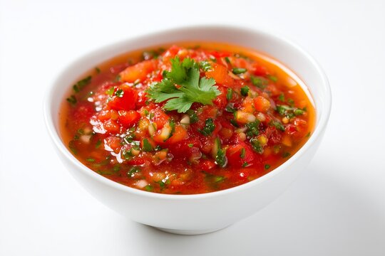 Guatemalan chirmol tomato salsa on white background  
