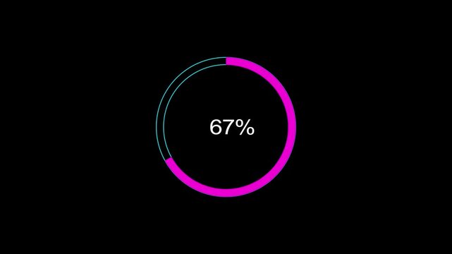 A dynamic circle loading animation, and on a black background is loading from 1 to 67 . - Powered by Adobe