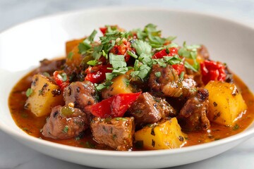 Fototapeta premium Guatemalan pork stew on white background