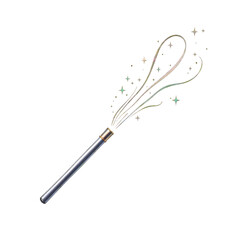 A magical wand with glowing sparkles and stars, isolated on transparent background, representing fantasy, wishes, and enchantment