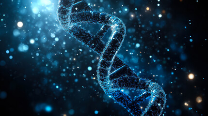 Exploring the intricate structure of DNA illuminated by luminous particles in a scientific setting