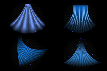Set of cold airflow streams with arrow on white background. Illustration for air conditioning and heating systems.