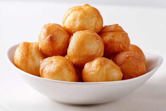 Kazakh baursak fried dough balls on white background