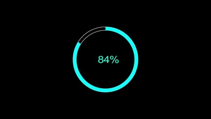 A dynamic circle loading animation, and on a black background is loading from 1 to 84 .