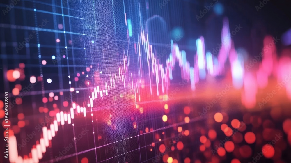Aufkleber abstract digital illustration depicting vibrant data visualization with glowing graphs and colorful 
