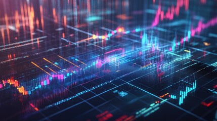 Fototapeta premium A dynamic digital chart showcasing vibrant data trends, perfect for illustrating modern finance and analytics concepts.