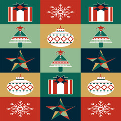 Geometric Christmas gift wrapping paper seamless pattern , design  vector Illustration. print 300 dpi