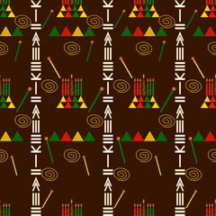 Kawanzaa festival dark brown background, designed for fabric pattern, gift wrapping, printing or can be customized in vector format. illustration art 300 dpi