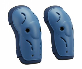 Blue protective knee pads back view showing dual adjustable straps with buckle closures and cushioned padding for youth sports safety equipment