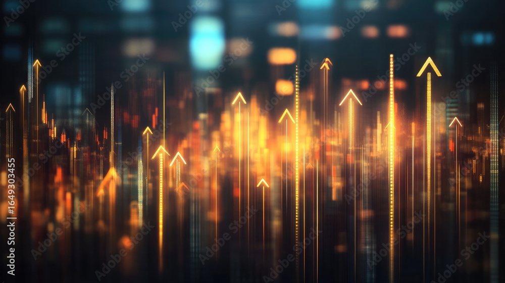 Aufkleber abstract financial data visualization with glowing upward trends indicating growth and success in th
