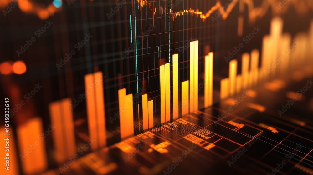 Poster a dynamic digital financial chart displaying vibrant growth trends and analytics for business develo