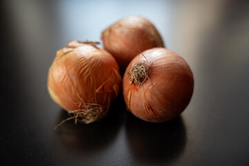 onions on a black background