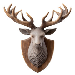 Majestic wooden stag head mount brings natural elegance to any home decor