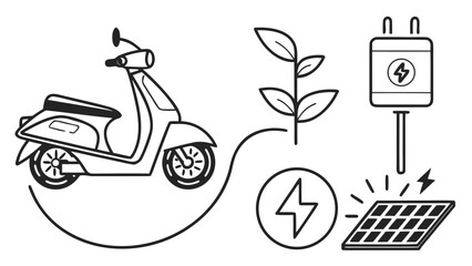 Electric scooter powered by solar energy and clean electricity