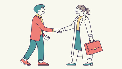 Two people shaking hands in a friendly business meeting