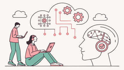 People working with technology and artificial intelligence concepts