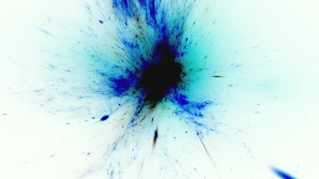 spektakul&auml;rer Explosionseffekt blauer Farbpartikel &ndash; Wissenschaft trifft kreative Forschung in spektakul&auml;rer Darstellung
